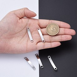 変色防止304ステンレススチールカーブバーリンクコネクター  手動研磨  空白のスタンピングタグ  長方形  ステンレス鋼色  34x5x1.8mm  穴：3.2mm&nbsp;STAS-I140-35S
