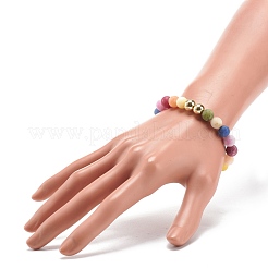 Natural & Synthetic Mixed Gemstone Round Beaded Stretch Bracelet for Women&nbsp;BJEW-JB08371