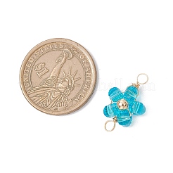 Transparent Electroplate Glass Beaded Flower Links Connector Charms&nbsp;PALLOY-JF04170
