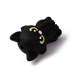 シリコンビーズ  猫の形  ブラック  28x18x14.5mm  穴：2mm&nbsp;X1-SIL-K006-02
