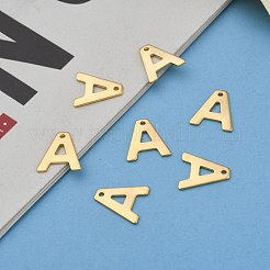 304ステンレススチールチャーム  文字.a  18KGP本金メッキ  11x10x0.8mm  穴：1mm&nbsp;X-STAS-P141-A