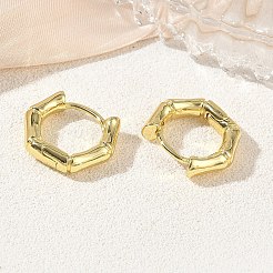 真鍮製フープピアス  竹の共同  鉛フリー＆カドミウムフリー  ラックめっき  長持ちメッキ  18KGP本金メッキ  13x15.5x3.5mm&nbsp;KK-CBA98BA-11G
