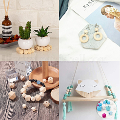 Faceted Unfinished Wood Beads&nbsp;WOOD-CJ0001-07