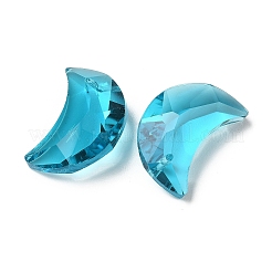 ガラスチャーム  ムーンチャーム  多面カット  ディープスカイブルー  30x20x11mm  穴：1.6mm&nbsp;GLAA-I062-02B-01