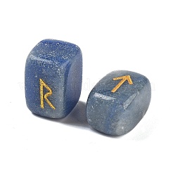 Rectangle Dyed & Heated Natural Blue Aventurine Rune Stones&nbsp;G-Z059-01N