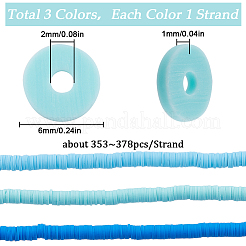 3 Strands 3 Colors Flat Round Handmade Polymer Clay Beads&nbsp;CLAY-SC0001-68B-02