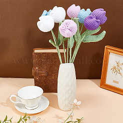 8Pcs 4 Colors Polyester with Iron Wire Artificial Tulip Flower&nbsp;AJEW-ME0001-26B