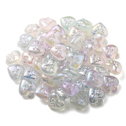 蓄光UVメッキ透明アクリルパーツ  暗闇で光る  ハートチャーム  ランダムな色  18x17x10mm  穴：3mm&nbsp;OACR-P010-10