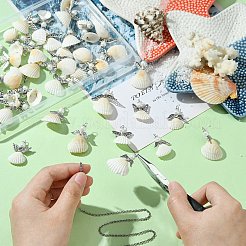 50Pcs 10 Styles Shell & Alloy Pendants&nbsp;PALLOY-CJ00044