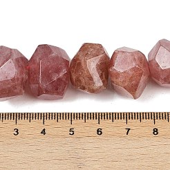 天然石ストロベリークォーツビーズ連売り  多面カット  ナゲット  12~13x16~19x12~14mm  穴：0.9mm  約29~31個/連  14.37~15.28''（36.5~38.8センチメートル）&nbsp;G-F796-D08-01