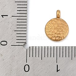 イオンプレーティング（IP）304ステンレススチールチャーム  テクスチャ  フラットラウンドのチャーム  ゴールドカラー  11x8x2mm  穴：1.8mm&nbsp;STAS-Z084-06G