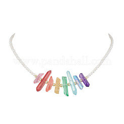 Natural Dyed Quartz Crystal Nuggets Chakra Pendant Necklaces&nbsp;NJEW-JN05183