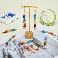 10pcs 7 Chakra Natural & Synthetic Mixed Gemstone Copper Wire Wrapped Chip Big Pendants&nbsp;G-FH0002-01