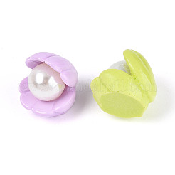 Shell Shape Opaque Resin & Imitation Pearl Cabochons&nbsp;CRES-T025-46M