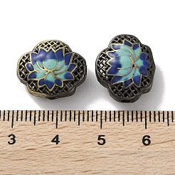 真鍮製エナメルビーズ  カドミウムフリー＆鉛フリー  蓮  アンティークブロンズ  13.5x15.5x8.5mm  穴：1.8mmと1.6mm&nbsp;KK-M284-16AB