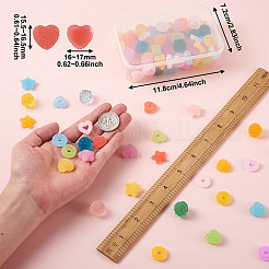 120個 7スタイル樹脂デコデンカボションアクセサリー  模造ベリーキャンディー  ハート＆スター＆ロンド＆リング  ミックスカラー  15x16x5.5mm&nbsp;RESI-YS0001-07