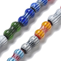 ハンドメイドミッレフィオーリ ランプワークビーズ連売り  ピーナッツ  ミックスカラー  11~12x6~7mm  穴：0.8mm  約31個/連  13.78~13.86インチ（35~35.2cm）&nbsp;LAMP-F035-04