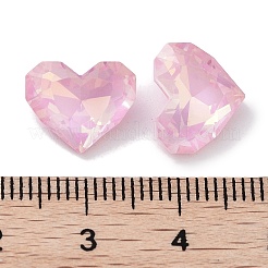 ガラスラインストーンカボション  ポイントバック＆バックメッキ  多面カット  ハート  ライトローズ  10x12x5mm&nbsp;RGLA-G020-04C-508AM