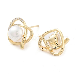 Heart Brass with Glass Stud Earrings&nbsp;EJEW-Q800-08KCG