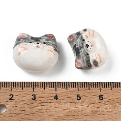 手作り樹脂粘土ビーズ  猫の形  グレー  15~18x18~20x10~13mm  穴：1.7~1.9mm&nbsp;PY-CBABDB7-04D