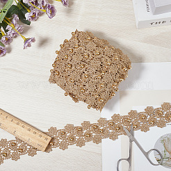 5ヤードのポリエステルとABSプラスチック製の模造パールレースリボン  ウェディングドレスの装飾用の花飾り  花  1-1/2インチ（39mm）&nbsp;OCOR-GF0004-92B