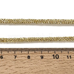 3.5mmポリエステルメタリックコード編み込みネックレス作り  真鍮製の金具と202個のステンレススチール製のロブスタークロウ留め金付き  長持ちメッキ  ラックめっき  ゴールドカラー  ゴールデンロッド  16.14インチ（41cm）〜18.11インチ（46cm）&nbsp;FB-CBAA152-01G-11