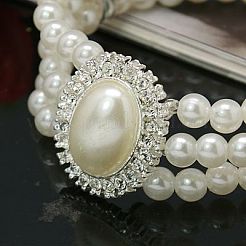 Gift for Valentines Day to Girlfriend Acrylic Pearl Wedding Bracelets&nbsp;BJEW-E041-4