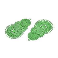 スプレー塗装された430ステンレススチールペンダント  ティアドロップ  ライムグリーン  40x24.5x0.3mm  穴：1.2mm&nbsp;STAS-N121-01C