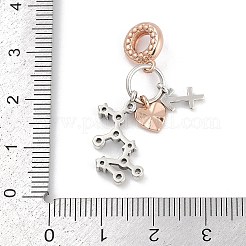 キュービックジルコニアのヨーロッパビーズ付き真鍮ペンダント  十二星座  山羊座  29.5~35.5mm&nbsp;LS-KK-Q015-01K