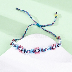 Flower Glass Seed Beaded Braided Bead Bracelets for Women Frineds&nbsp;BJEW-F493-10B