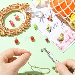フルーツ真鍮エナメルペンダント10個、10スタイル  丸カン付き  長持ちメッキ  カドミウムフリー＆鉛フリー  ラックめっき  18KGP本金メッキ  混合図形  11~16x8~12.5x5.5~8mm  穴：3~3.5mm  1個/スタイル&nbsp;KK-CJ0004-02