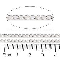 変色防止ロジウムメッキ スターリングシルバー カーブチェーン 925本  ハンダ付け  プラチナ  3.5x2.5x1mm&nbsp;STER-E072-01P-01