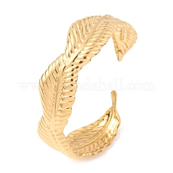 女性用304ステンレススチールカフバングル  葉  ゴールドカラー  内径：1.93x2.19インチ（4.9x5.55cm）&nbsp;BJEW-C155-01E-G