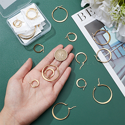 12 Pairs 6 Style 304 Stainless Steel Flat Hoop Earrings&nbsp;EJEW-UN0002-16