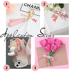 24Pcs 2 Colors October Breast Cancer Pink Awareness Ribbon Shape Alloy Enamel Pendant Decorations&nbsp;HJEW-YW00167