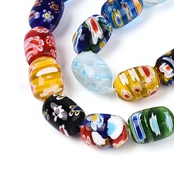 ハンドメイドミッレフィオーリ ランプワークビーズ連売り  バレル  カラフル  13~16x9~10mm  穴：0.9~1mm  約27~28個/連  14.17~14.57''（36~37センチメートル）&nbsp;LAMP-T022-18