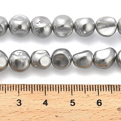電気めっきシェルパールビーズ連売り  ナゲット  濃いグレー  8~9.5x6.5~9x6.5~9mm  穴：0.8mm  約48個/連  15.63インチ（39.7cm）&nbsp;BSHE-C009-02