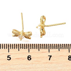 Bowknot Brass Micro Pave Clear Cubic Zirconia Stud Earrings&nbsp;EJEW-G433-05G