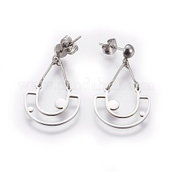 304ステンレススチールシャンデリアピアス  低刺激性のイヤリング  ミックスカラー  33~34x19mm  ピン：0.7mm&nbsp;EJEW-I223-08