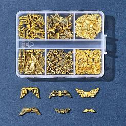 チベットスタイルの合金ビーズ105個。  ウイング  アンティーク黄金  4~22x3~21.5x3~4mm  穴：1~1.5mm  105個/セット&nbsp;TIBEB-FS0001-09