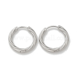 304ステンレススチールツイストフープピアス（女性用）  ステンレス鋼色  17x2.5mm&nbsp;EJEW-A130-02B-P