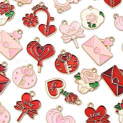 30Pcs 15 Styles Valentine's Day Theme Alloy Enamel Pendants&nbsp;ENAM-FS0004-22