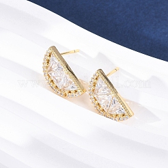 Brass Micro Pave Clear Cubic Zirconia Stud Earrings&nbsp;EJEW-Q015-15G