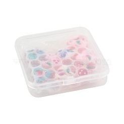 8Pcs 8 Colors Painted Glass Beads Enamel Beads Heart with Fruit&nbsp;LAMP-FS0001-51