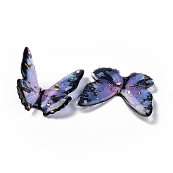 クリア樹脂カボション  金箔  蝶  ミックスカラー  37~38x38~42x3.5~4mm&nbsp;RESI-L036-10B