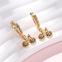 Bicycle Brass Micro Pave Cubic Zirconia Hoop Earrings&nbsp;EJEW-F384-11G