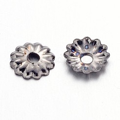 黒鉄の花のビーズキャップ  ガンメタ色  5x1.5mm  穴：1mm  約330個/10g&nbsp;X-IFIN-D023-B