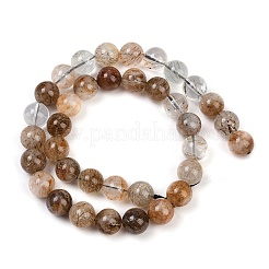 Natural Black Gold Rutilated Quartz Beads Strands&nbsp;G-H093-B03-10mm