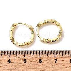 真鍮製マイクロパヴェキュービックジルコニアフープピアス  ラックめっき  長持ちメッキ  カドミウムフリー＆鉛フリー  ミックスカラー  18KGP本金メッキ  17.5x16.5x4mm&nbsp;EJEW-P322-02G