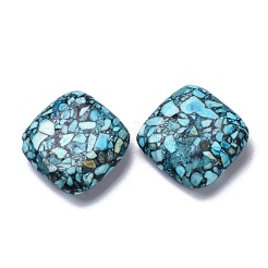 合成ターコイズビーズ連売り  染め＆加熱  菱形  22~23x22~23x6~7mm  穴：1mm  約17個/連  14.96インチ（38cm）&nbsp;G-C180-08